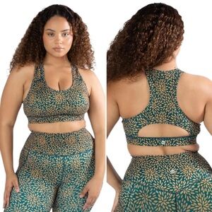 Senita Athletics Teal and Gold Nursing Sports Bra